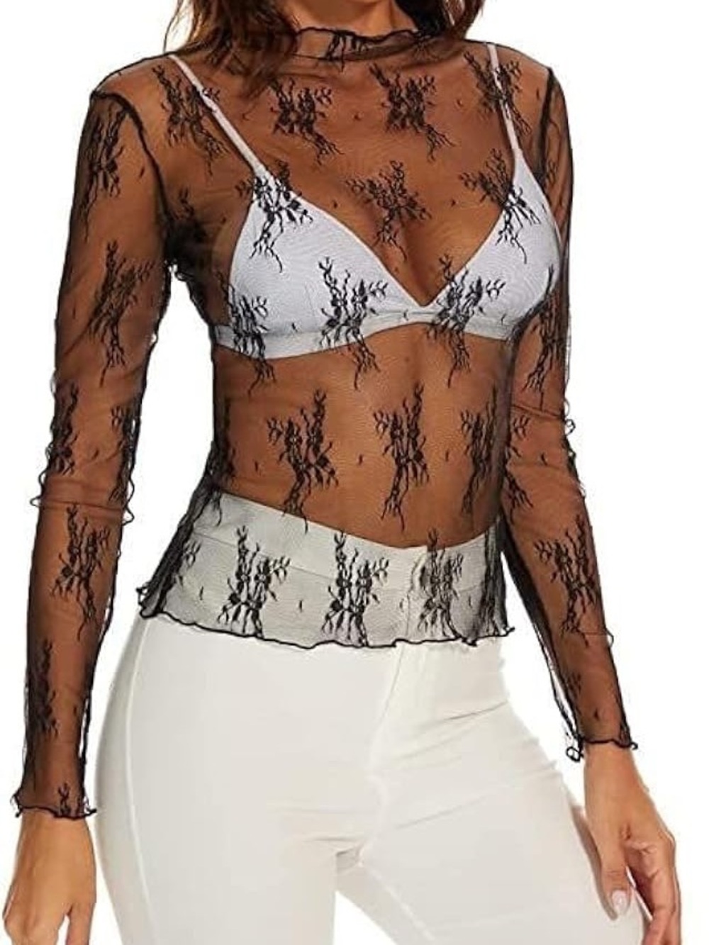 Women’s mesh long sleeve mock neck